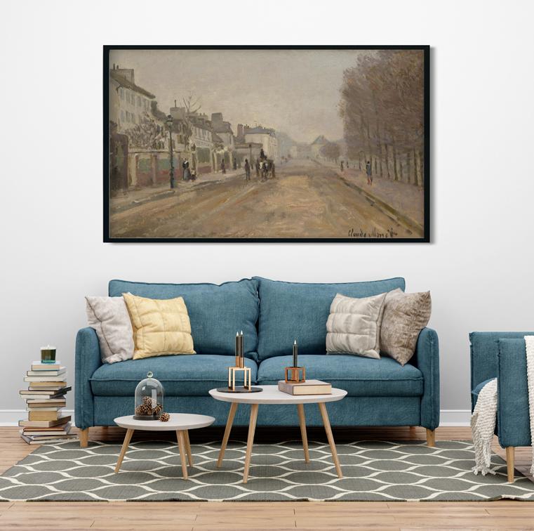 Boulevard Héloise, Argenteuil Painting by Claude Monet - Meri Deewar 2 : 1 Horizontal Premium Wall Art Canvas by MeriDeewar