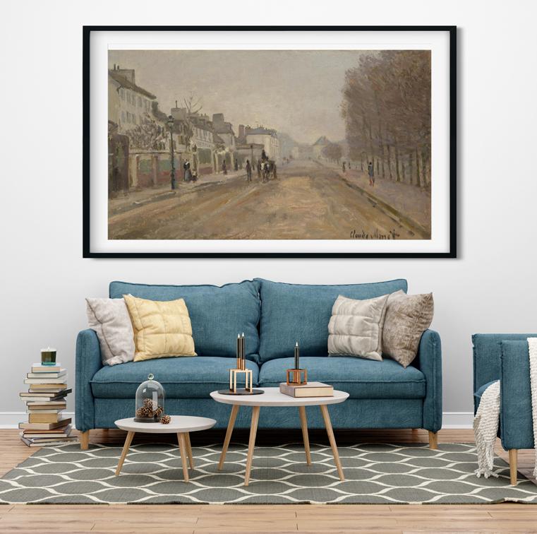 Boulevard Héloise, Argenteuil Painting by Claude Monet - Meri Deewar 2 : 1 Horizontal Premium Wall Art Canvas by MeriDeewar