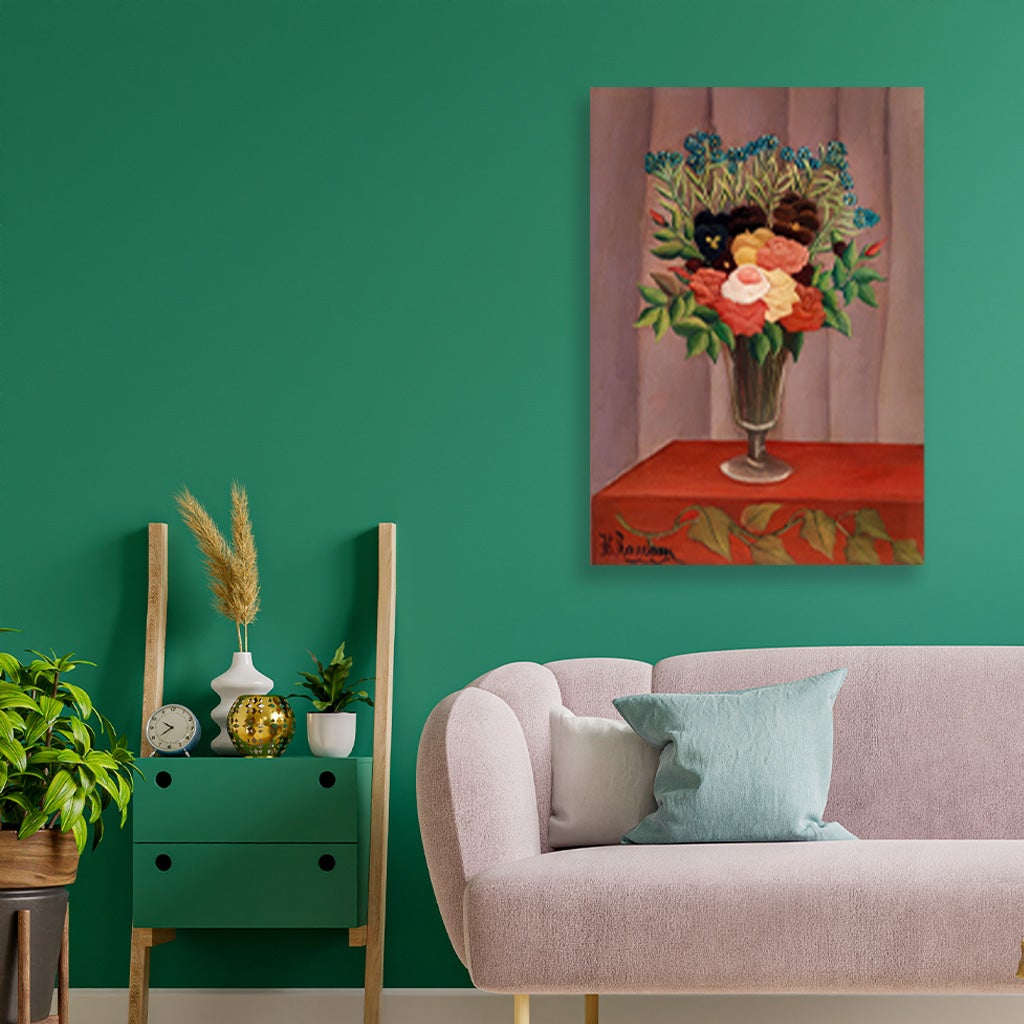 Bouquet de fleurs painting - Meri Deewar 3 : 4.2 Vertical Premium Wall Art Canvas by MeriDeewar