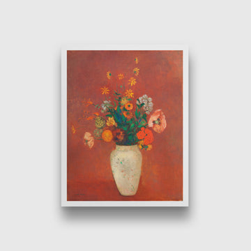 Bouquet in a Chinese Vase painting 4 X 5.5 Vertical Premium Wall Art Canvas by MeriDeewar