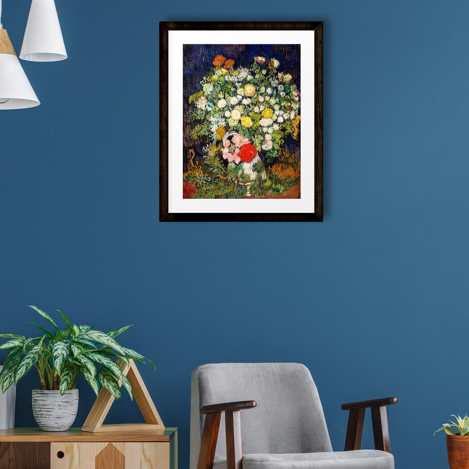 Bouquet of Flowers in a Vase By Van Gogh Painting-Meri Deewar 4 :5 Vertical Premium Wall Art Canvas by MeriDeewar