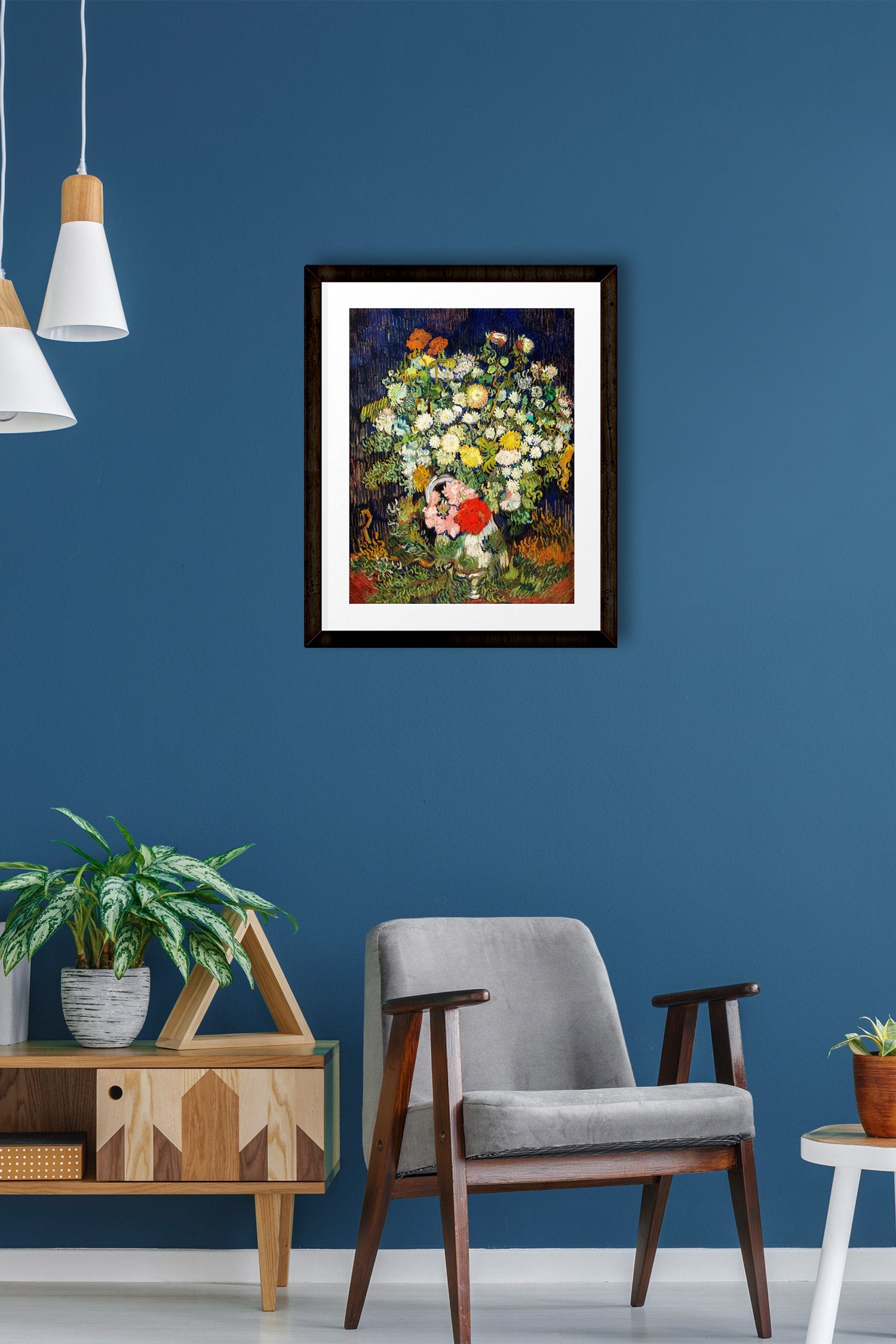 Bouquet of Flowers in a Vase By Van Gogh Painting-Meri Deewar 4 :5 Vertical Premium Wall Art Canvas by MeriDeewar