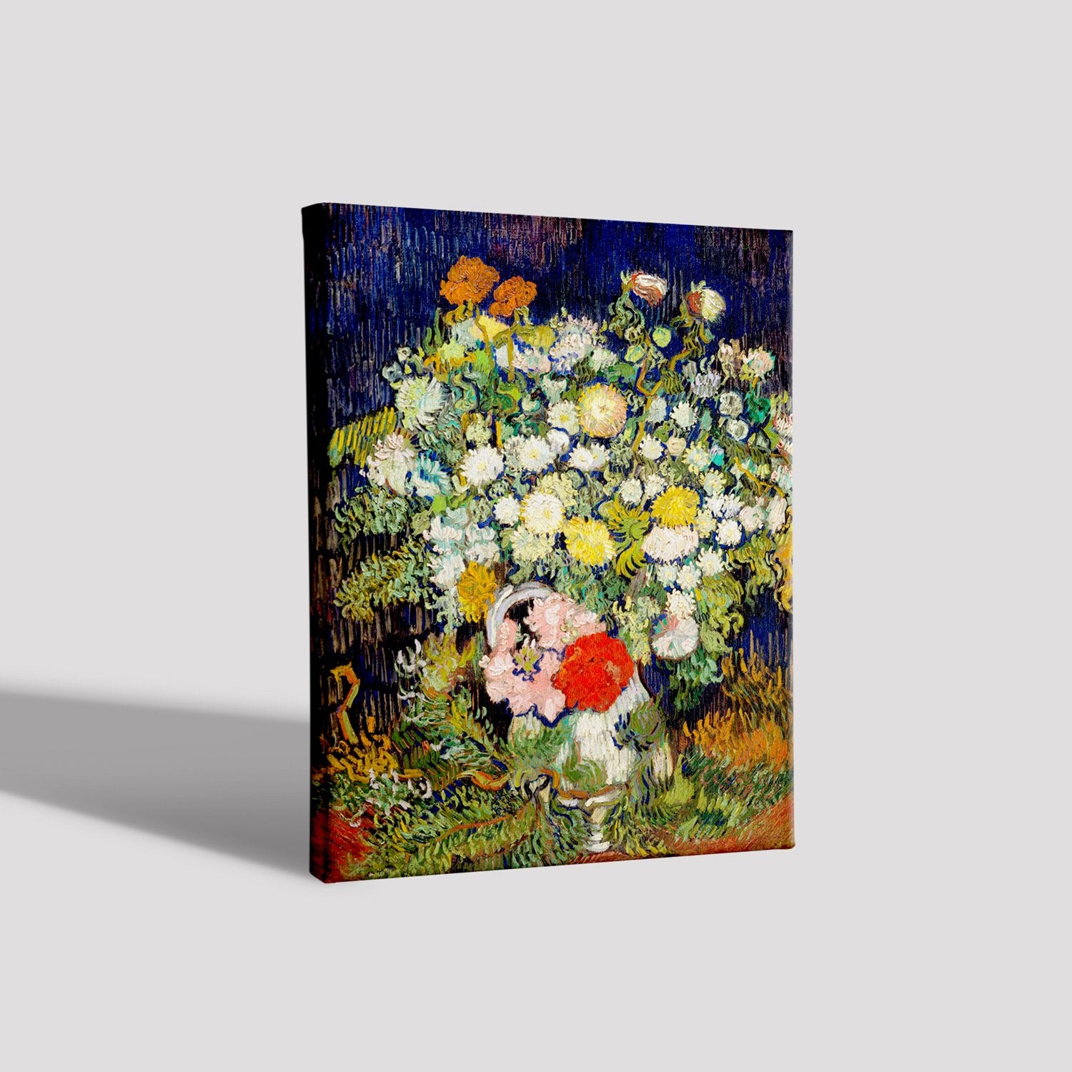 Bouquet of Flowers in a Vase By Van Gogh Painting-Meri Deewar 4 :5 Vertical Premium Wall Art Canvas by MeriDeewar