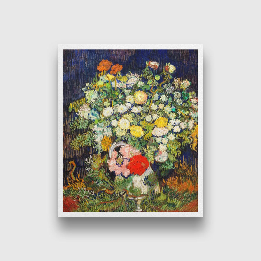 Bouquet of Flowers in a Vase By Van Gogh Painting-Meri Deewar 4 :5 Vertical Premium Wall Art Canvas by MeriDeewar