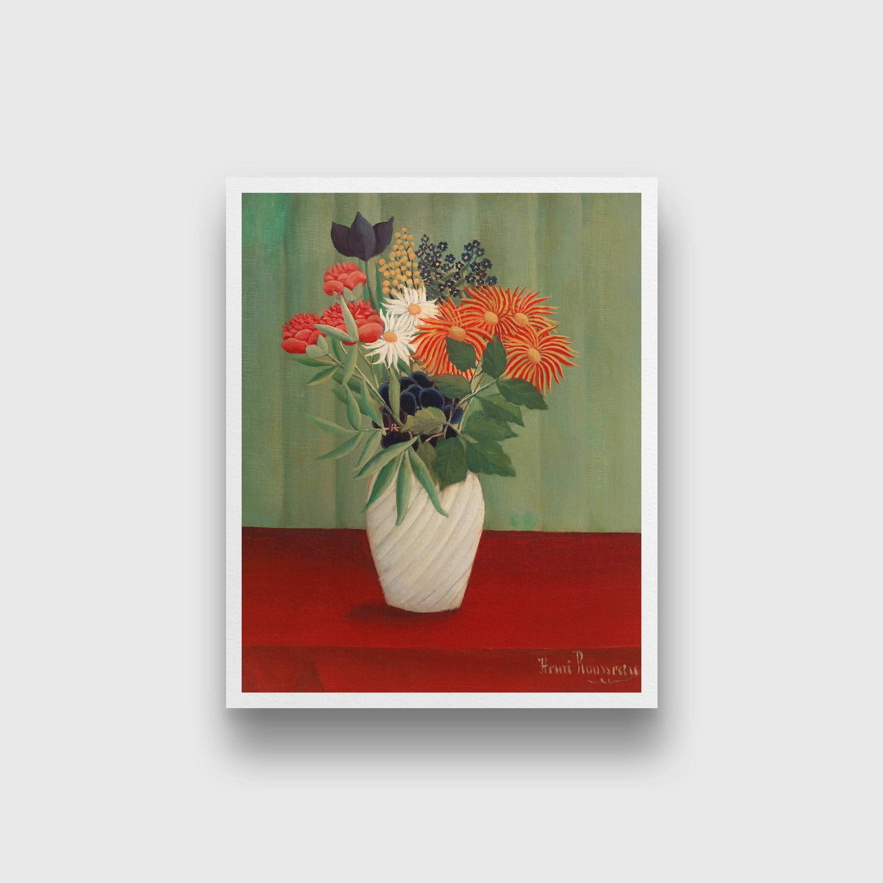 Bouquet of Flowers with China Asters and Tokyos painting - Meri Deewar 4 :5 Vertical Premium Wall Art Canvas by MeriDeewar