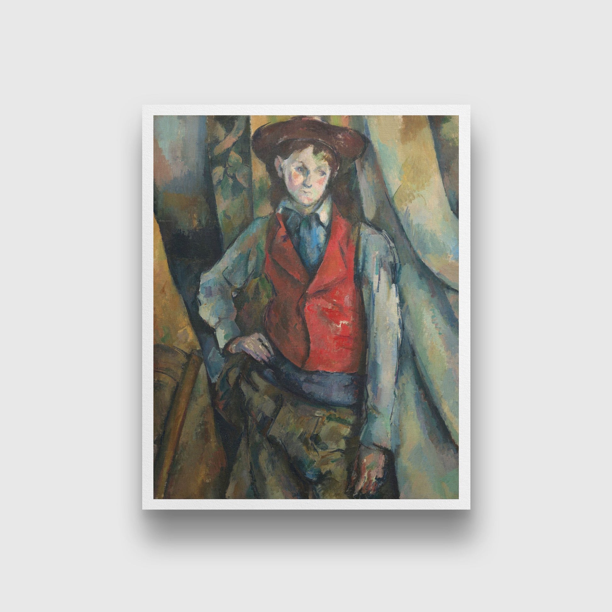 Boy in a Red Waistcoat Painting - Meri Deewar 4 :5 Vertical Premium Wall Art Canvas by MeriDeewar