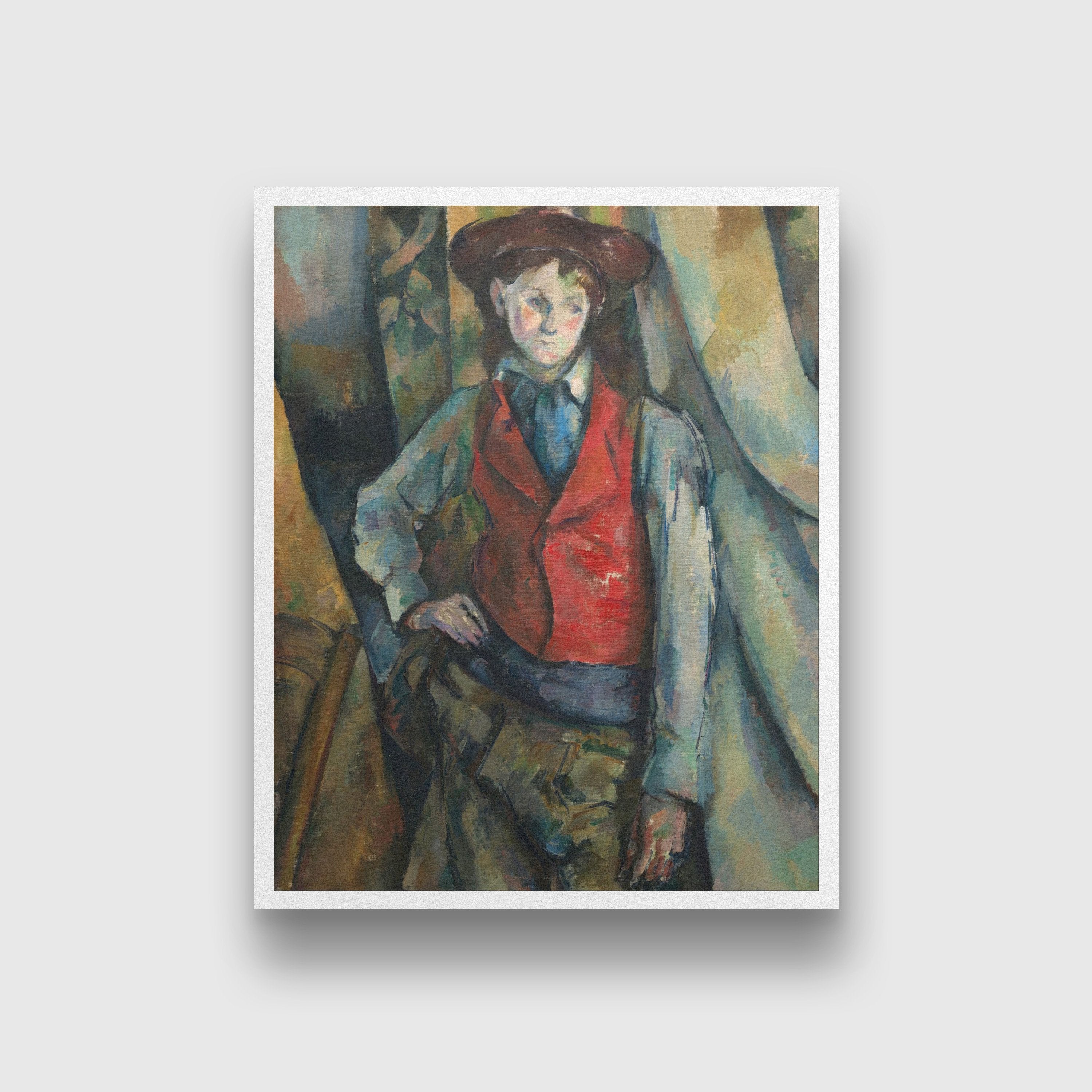 Boy in a Red Waistcoat Painting - Meri Deewar 4 :5 Vertical Premium Wall Art Canvas by MeriDeewar