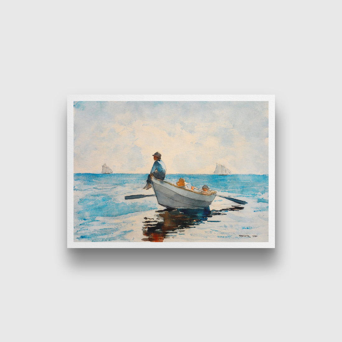 Boys in a Dory painting - Meri Deewar 3 : 2 Horizontal Premium Wall Art Canvas by MeriDeewar