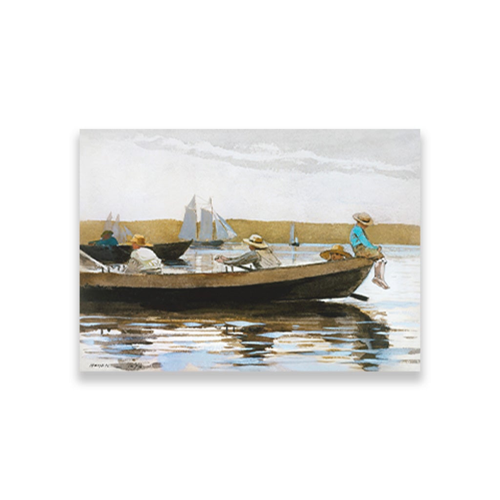 Boys in a Dory WH painting - Meri Deewar 3 : 2 Horizontal Premium Wall Art Canvas by MeriDeewar