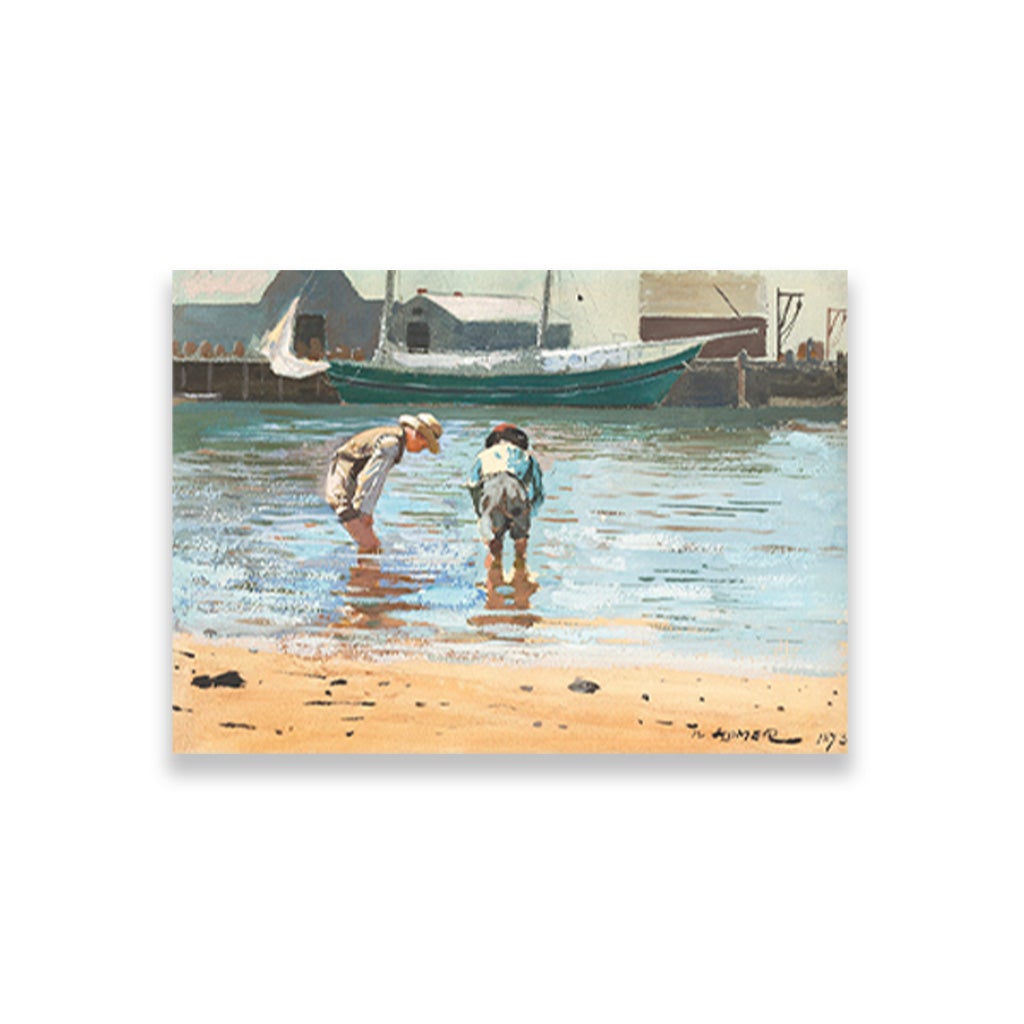 Boys Wading painting - Meri Deewar 3 : 2 Horizontal Premium Wall Art Canvas by MeriDeewar