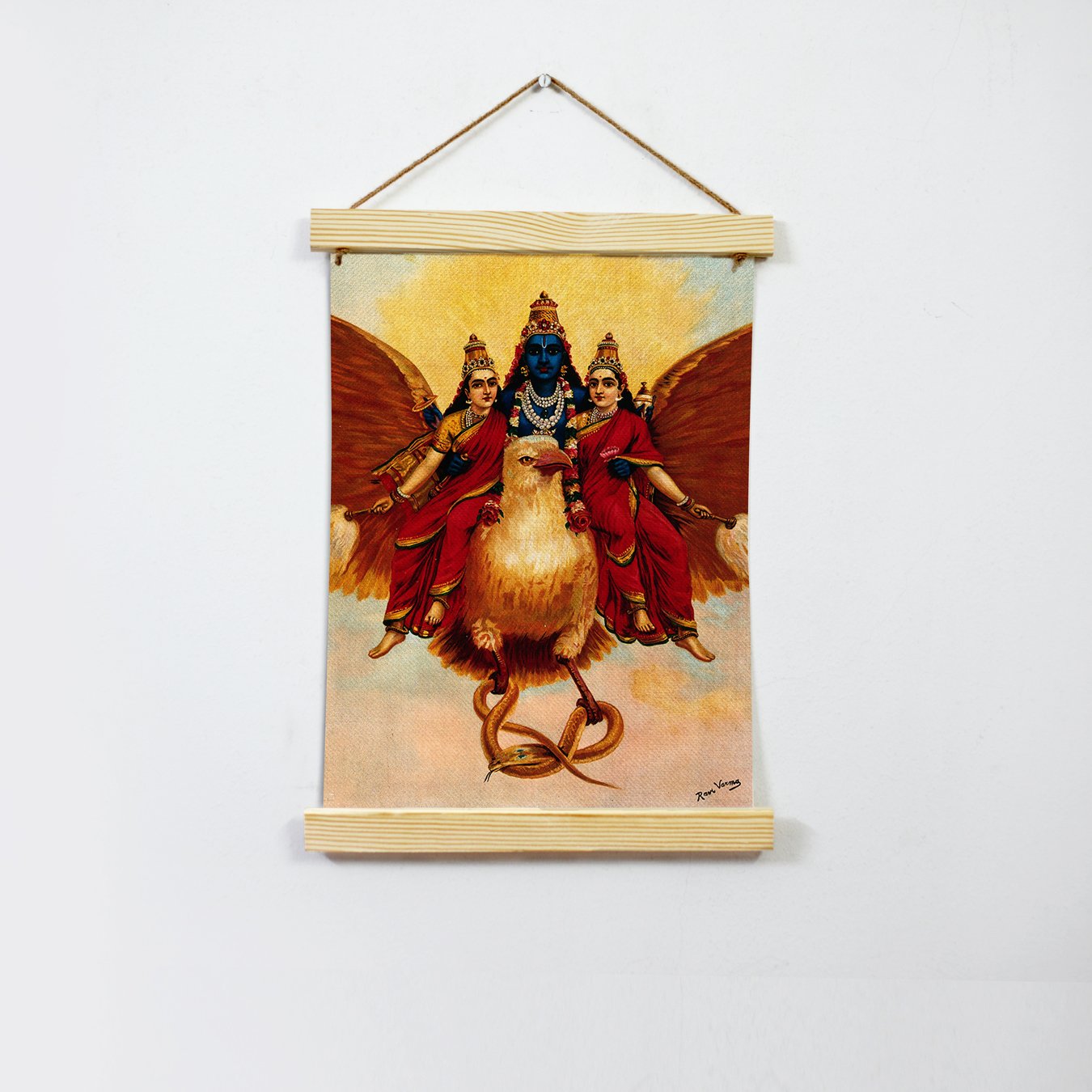 BRAHMA, VISHNU & SHIVA, Painting By Raja Ravi Varma Hanging Canvas - Meri Deewar Hanging Canvas Premium Wall Art Canvas by MeriDeewar