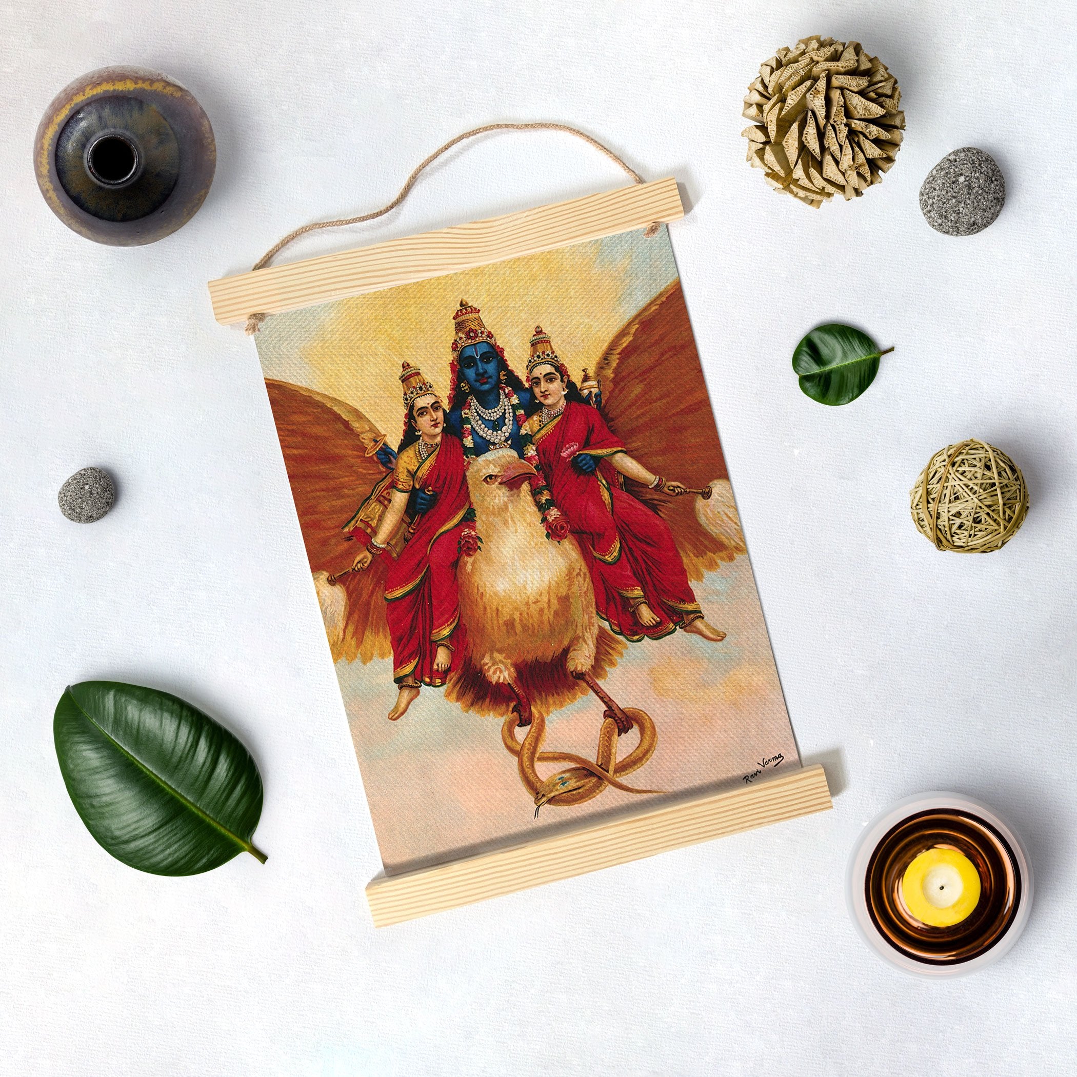 BRAHMA, VISHNU & SHIVA, Painting By Raja Ravi Varma Hanging Canvas - Meri Deewar Hanging Canvas Premium Wall Art Canvas by MeriDeewar