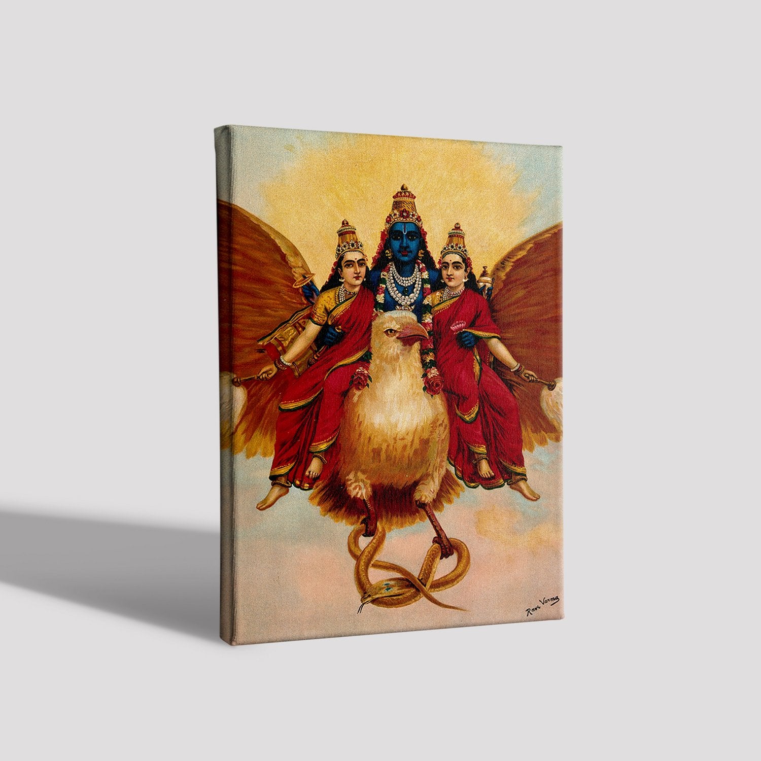 BRAHMA, VISHNU & SHIVA, Painting By Raja Ravi Varma - Meri Deewar 3 : 4.2 Vertical Premium Wall Art Canvas by MeriDeewar