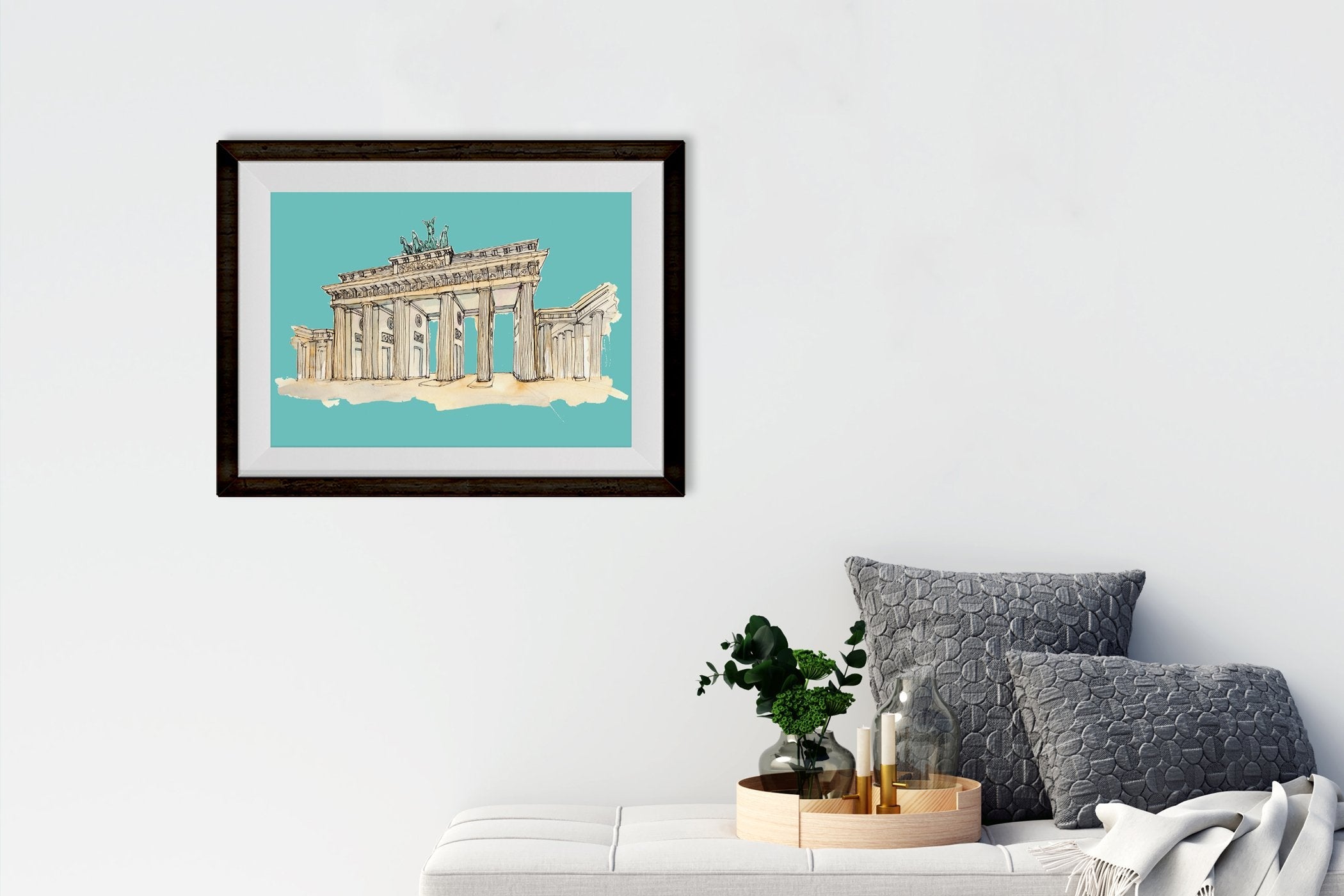 Brandenburg Gate Illustration Painting-Meri Deewar 3 : 2 Horizontal Premium Wall Art Canvas by MeriDeewar
