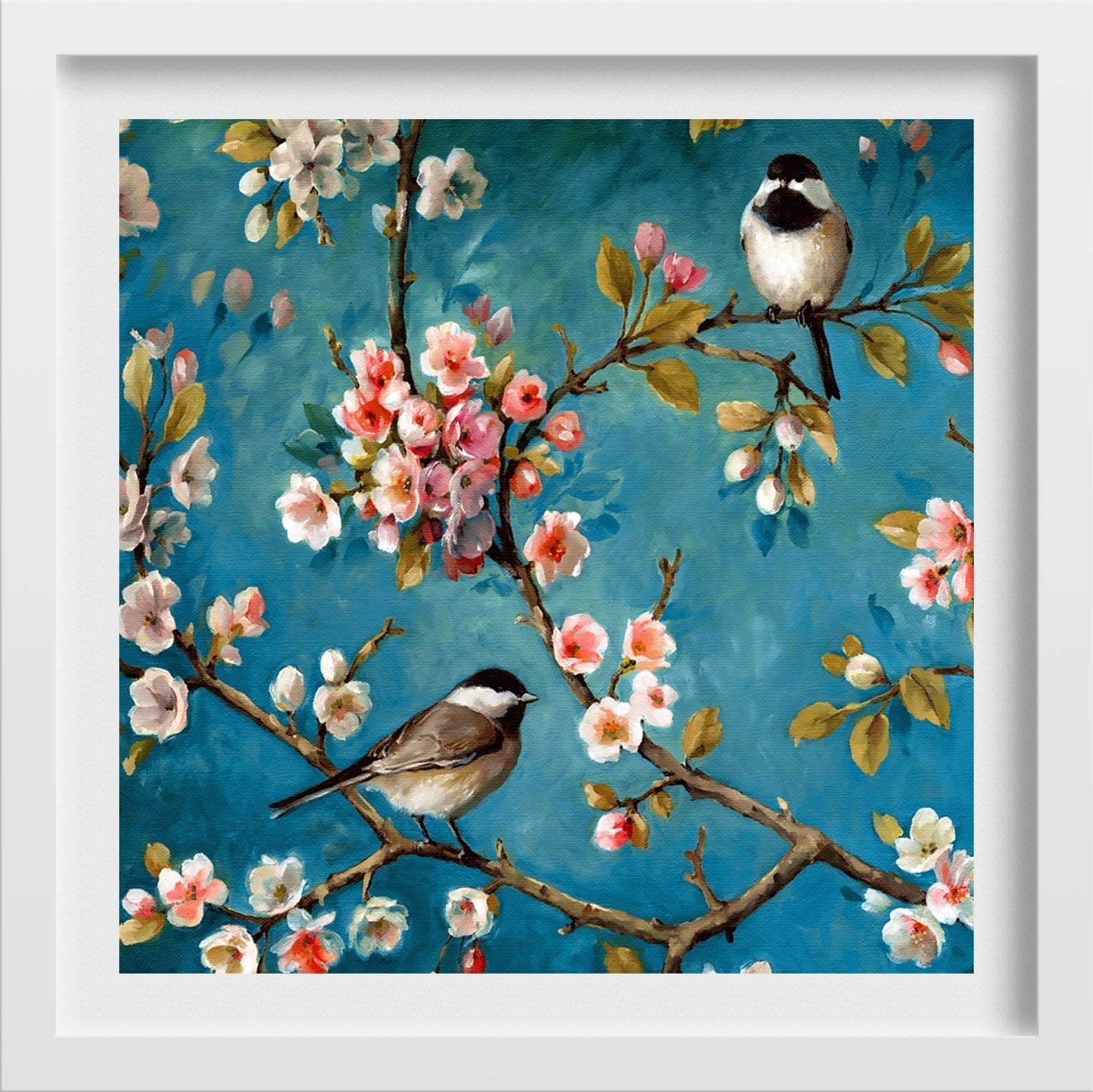 Bride and Groom Bird Painting-Meri Deewar 1 : 1 Square Premium Wall Art Canvas by MeriDeewar