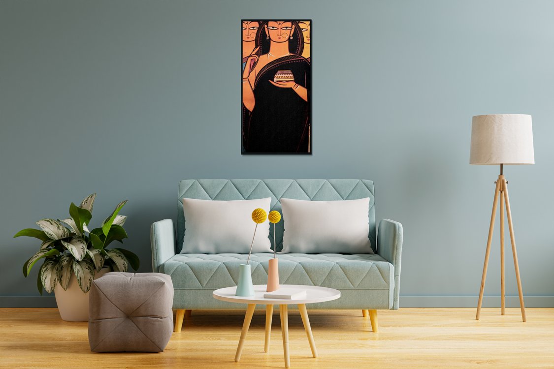 Bride and two companions Painting-Meri Deewar 2 : 3 Vertical Premium Wall Art Canvas by MeriDeewar