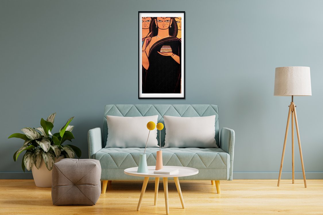 Bride and two companions Painting-Meri Deewar 2 : 3 Vertical Premium Wall Art Canvas by MeriDeewar