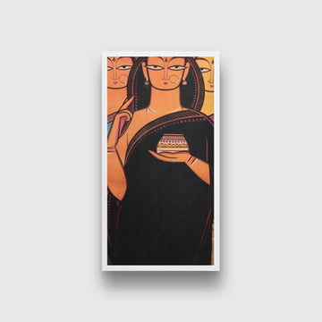 Bride and two companions Painting-Meri Deewar 2 : 3 Vertical Premium Wall Art Canvas by MeriDeewar