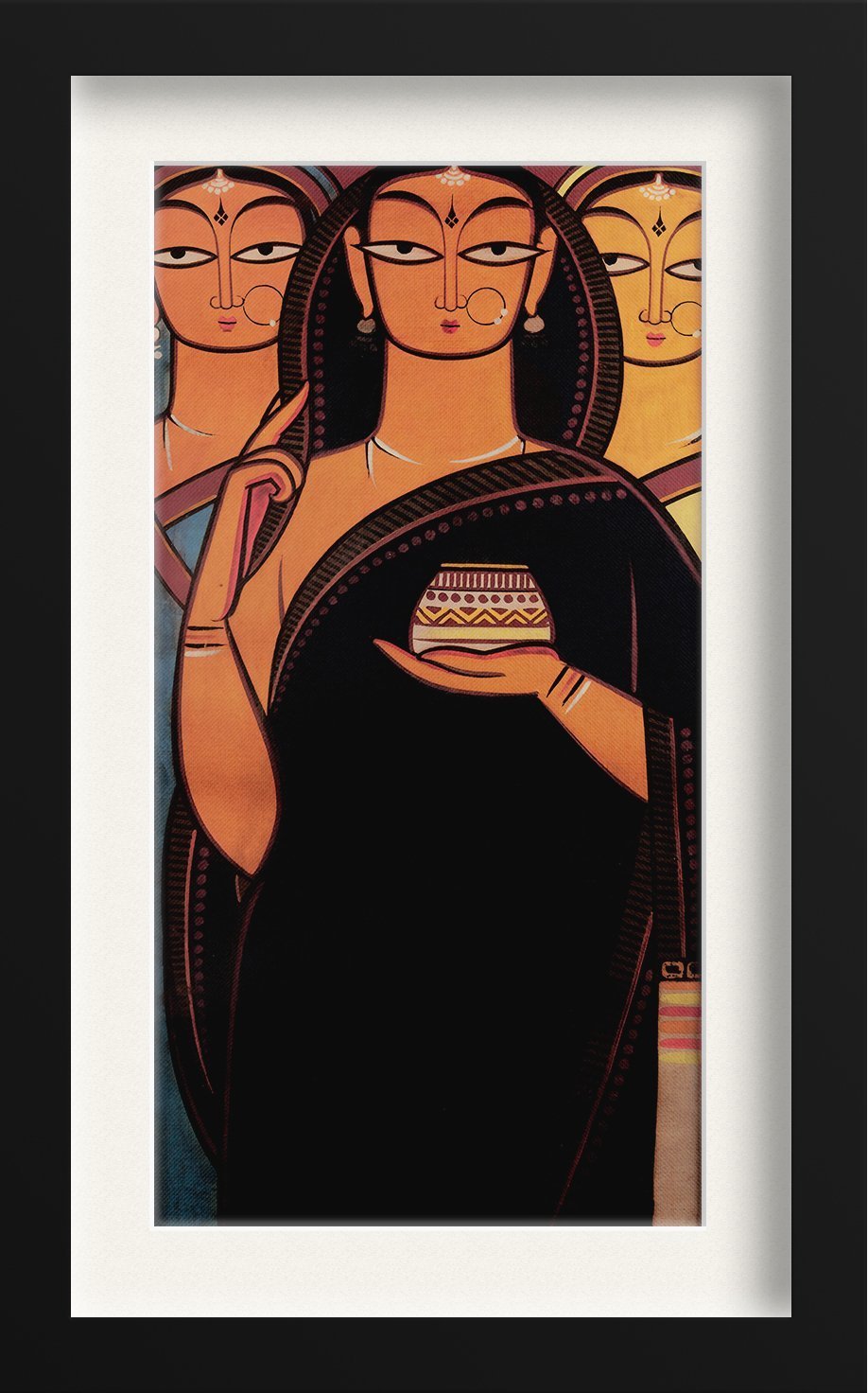 Bride and two companions Painting-Meri Deewar 2 : 3 Vertical Premium Wall Art Canvas by MeriDeewar