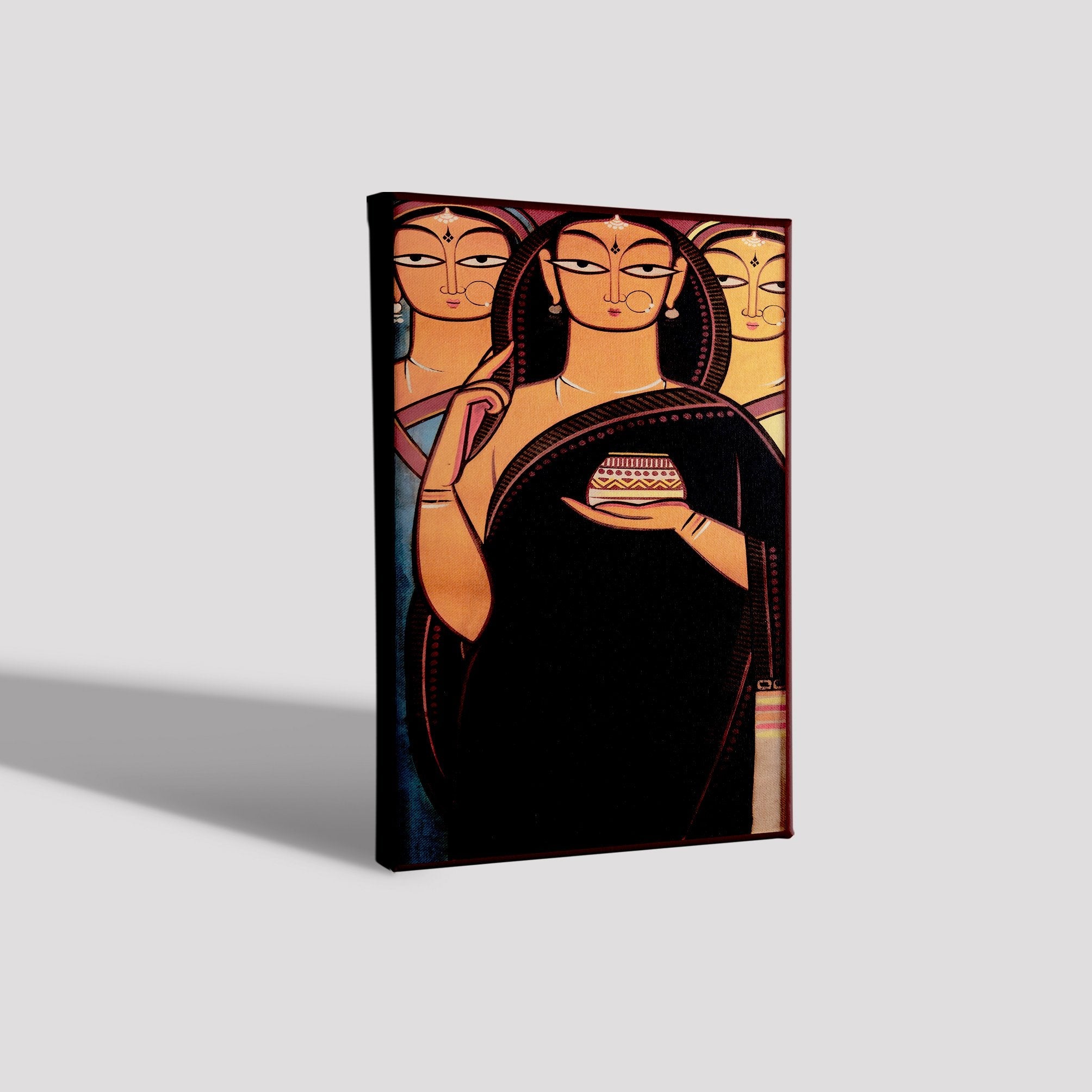 Bride and two companions Painting-Meri Deewar 2 : 3 Vertical Premium Wall Art Canvas by MeriDeewar