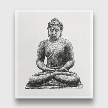 Buddha on the Borobudur Painting 5 : 6 Vertical Premium Wall Art Canvas by MeriDeewar