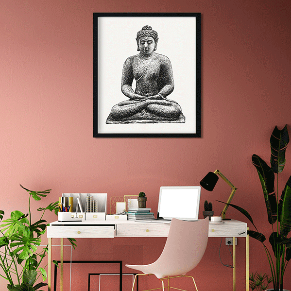 Buddha on the Borobudur Painting 5 : 6 Vertical Premium Wall Art Canvas by MeriDeewar