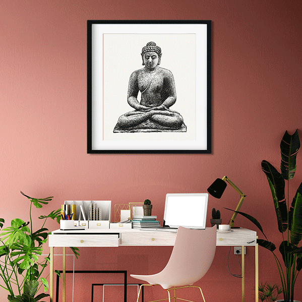 Buddha on the Borobudur Painting 5 : 6 Vertical Premium Wall Art Canvas by MeriDeewar