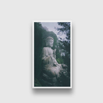 Buddha statue in middle of forest Painting - Meri Deewar 2 : 3 Vertical Premium Wall Art Canvas by MeriDeewar