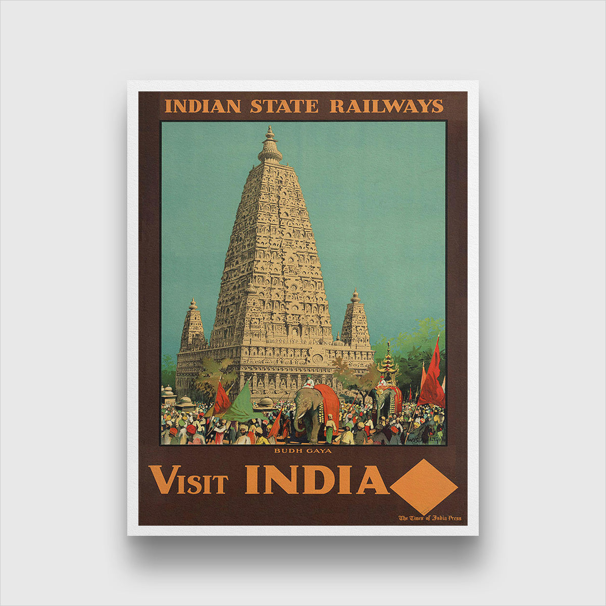 Budh Gaya Vintage Poster 3 : 4 Vertical Premium Wall Art Canvas by MeriDeewar