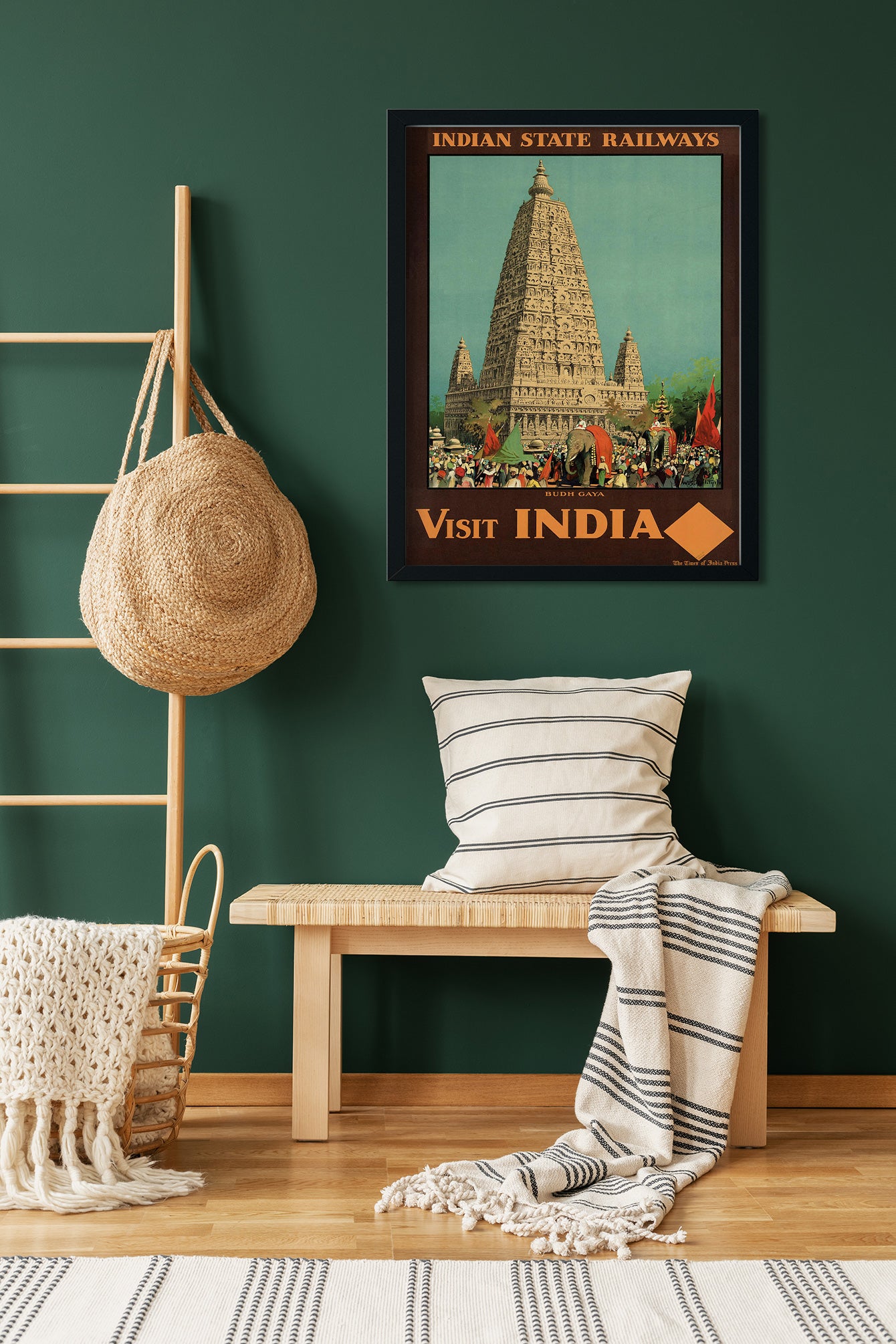 Budh Gaya Vintage Poster 3 : 4 Vertical Premium Wall Art Canvas by MeriDeewar