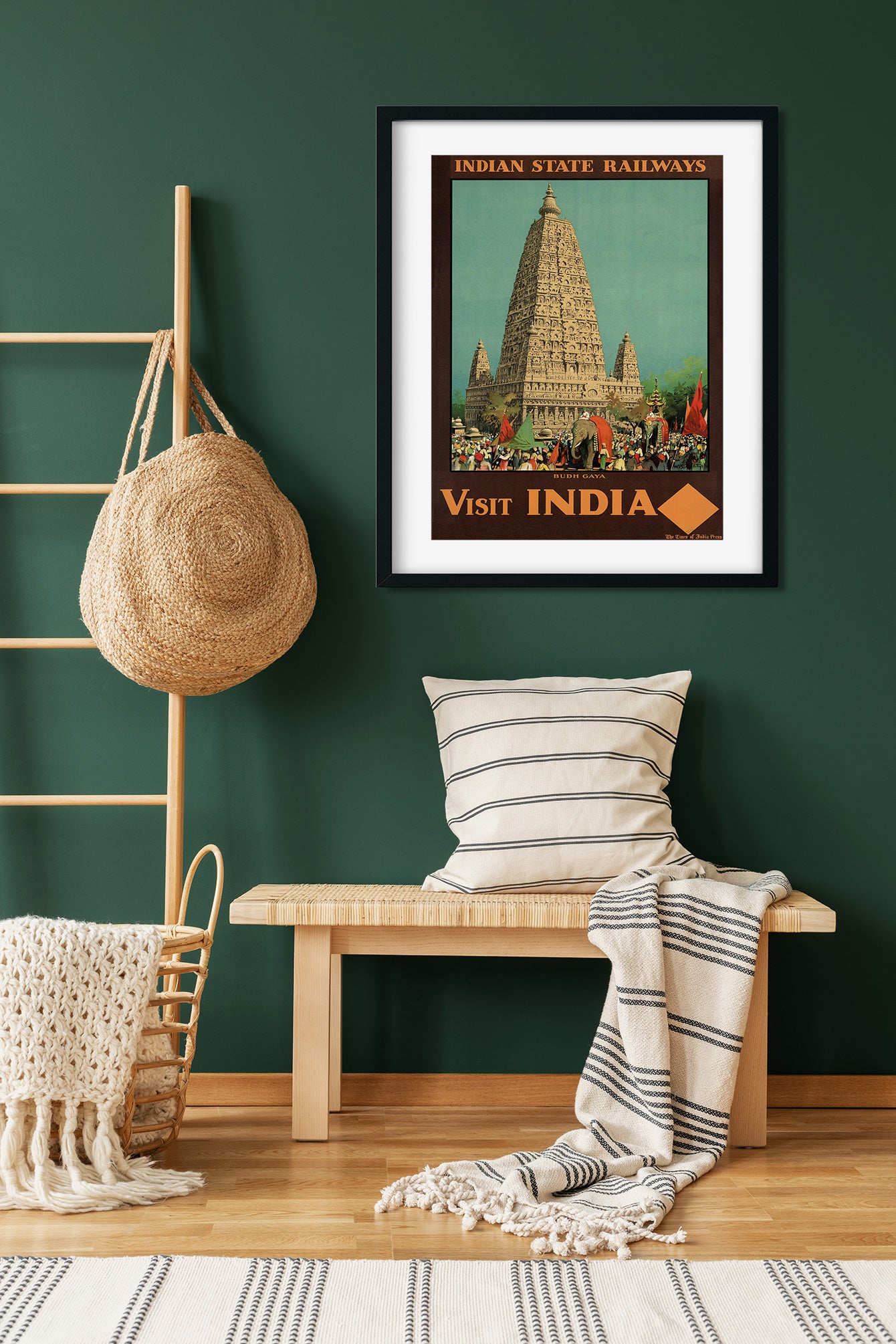 Budh Gaya Vintage Poster 3 : 4 Vertical Premium Wall Art Canvas by MeriDeewar