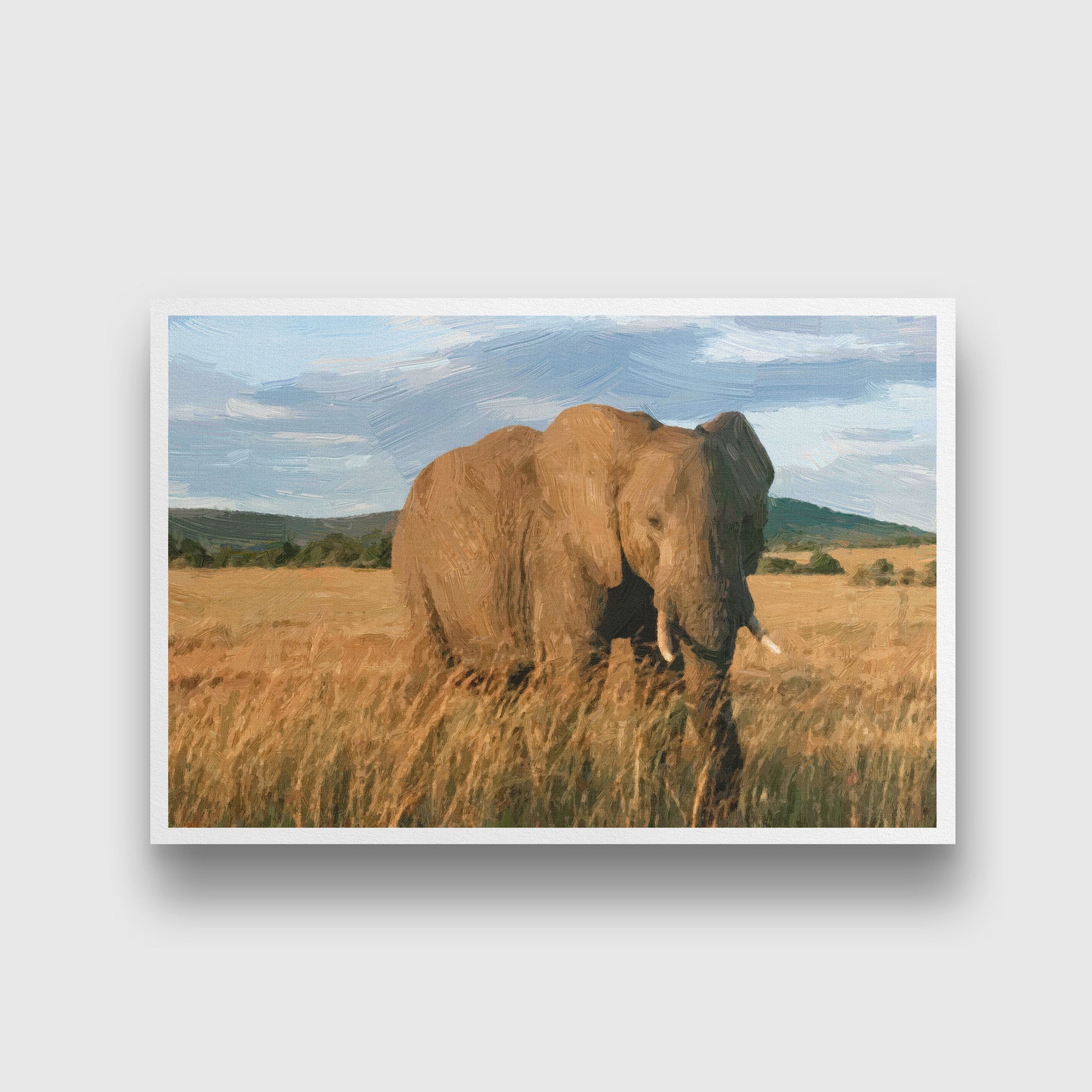 Bull Elephants painting - Meri Deewar 3 : 2 Horizontal Premium Wall Art Canvas by MeriDeewar