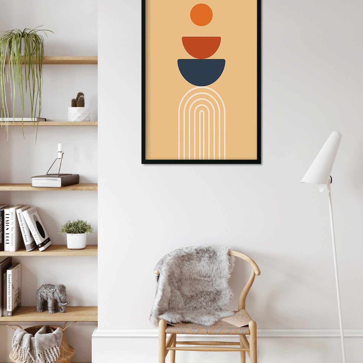 Burnt orange Sun print boho minimalist Painting 2 : 3 Vertical Premium Wall Art Canvas by MeriDeewar