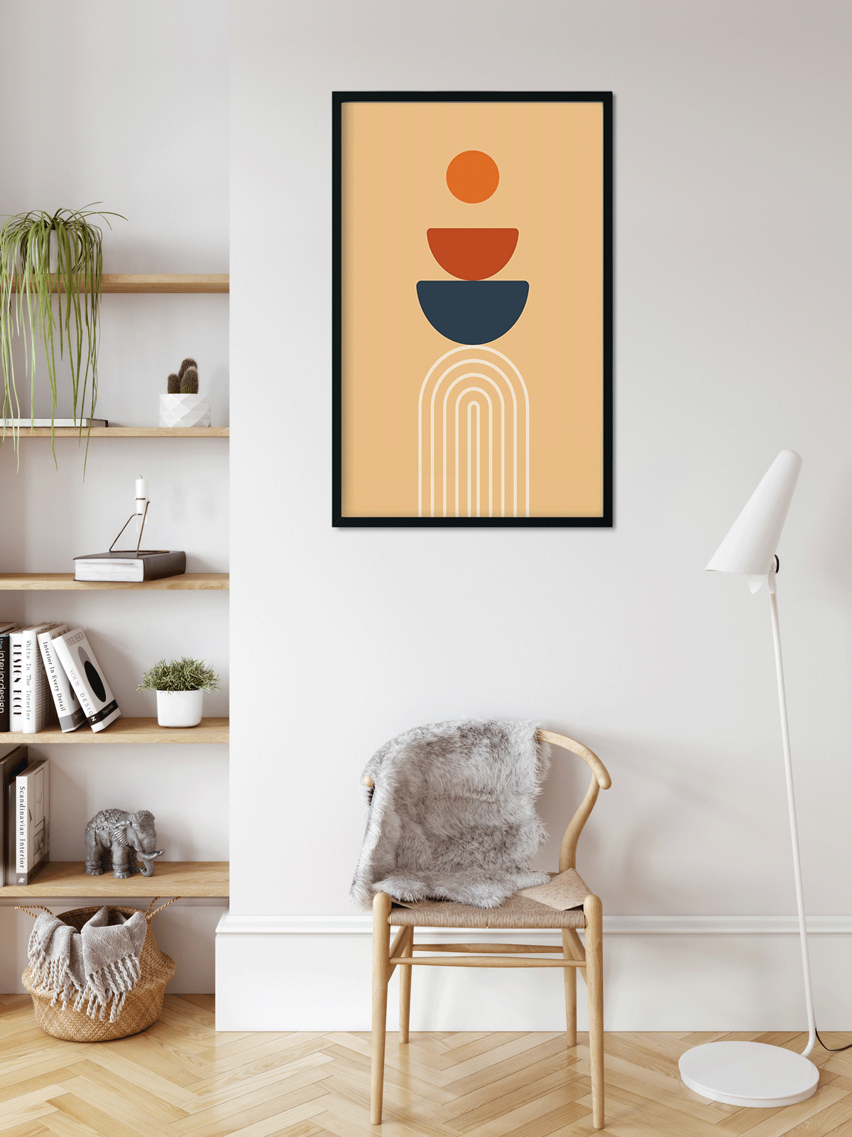 Burnt orange Sun print boho minimalist Painting 2 : 3 Vertical Premium Wall Art Canvas by MeriDeewar