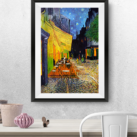 Cafe Terrace at Night by Van Gogh Painting-Meri Deewar 4 :5 Vertical Premium Wall Art Canvas by MeriDeewar