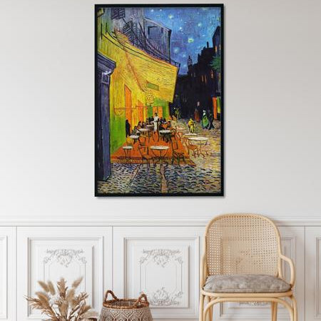 Cafe Terrace at Night by Van Gogh Painting-Meri Deewar 4 :5 Vertical Premium Wall Art Canvas by MeriDeewar