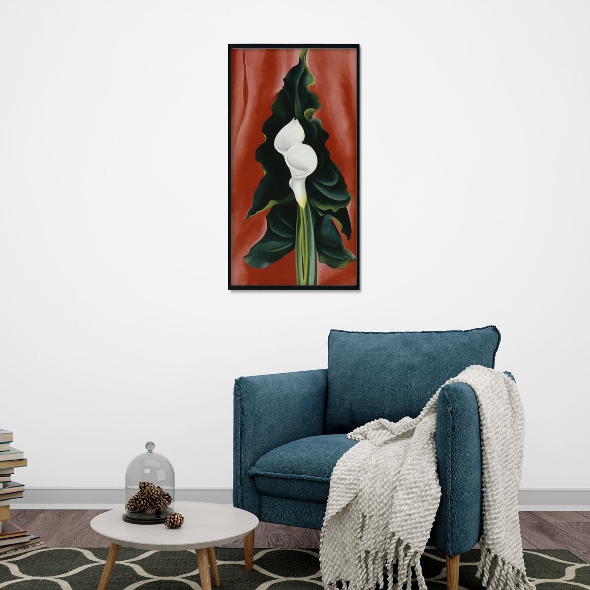 Calla Lilies On Red 1928 Painting-Meri Deewar 2 : 3 Vertical Premium Wall Art Canvas by MeriDeewar