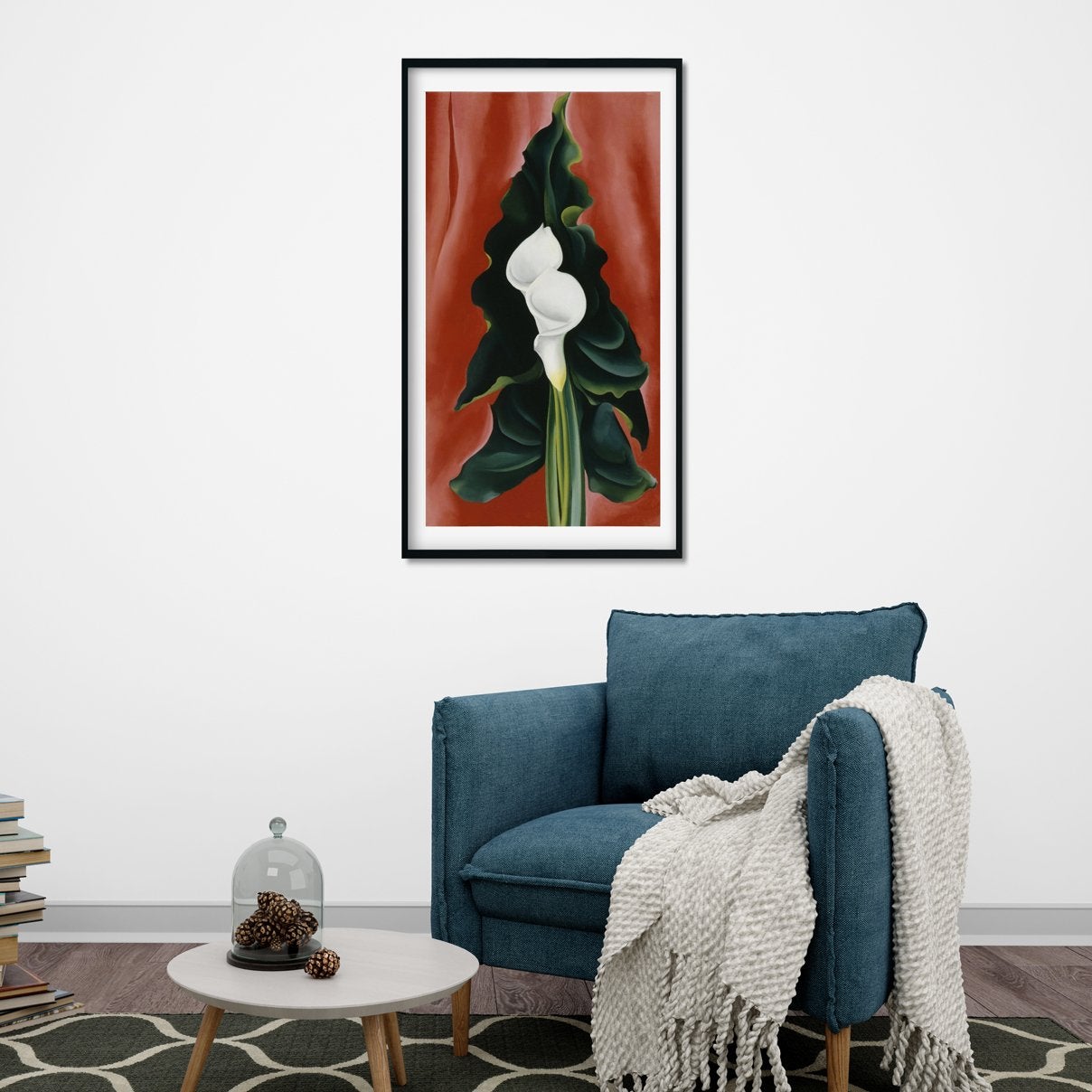 Calla Lilies On Red 1928 Painting-Meri Deewar 2 : 3 Vertical Premium Wall Art Canvas by MeriDeewar