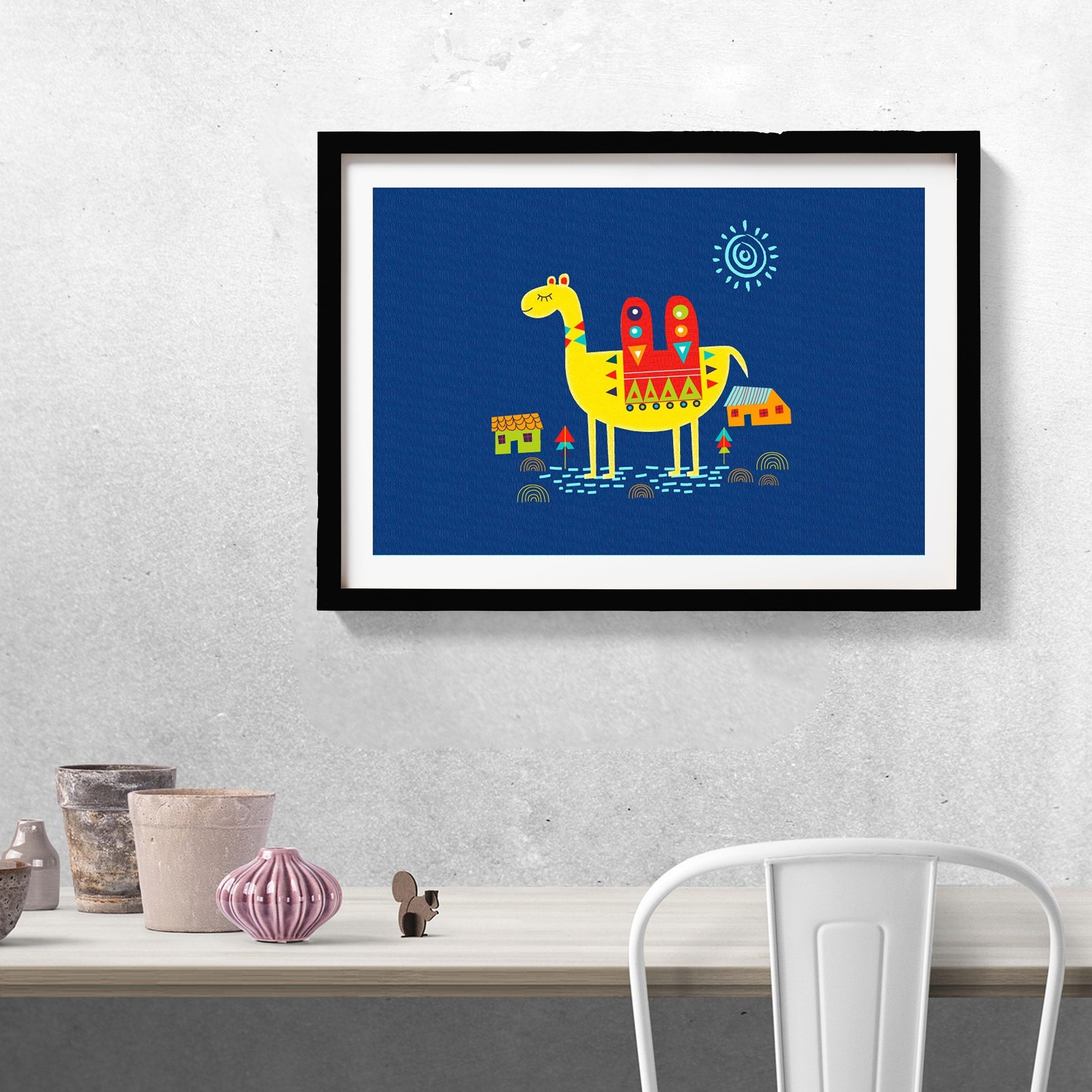 Camel Art Painting-Meri Deewar 3 : 2 Horizontal Premium Wall Art Canvas by MeriDeewar