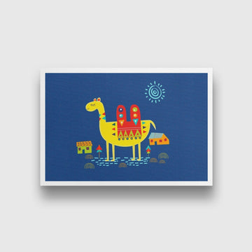 Camel Art Painting-Meri Deewar 3 : 2 Horizontal Premium Wall Art Canvas by MeriDeewar