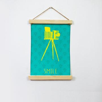 Camera Lineart Hanging Canvas Painting-Meri Deewar Hanging Canvas Premium Wall Art Canvas by MeriDeewar