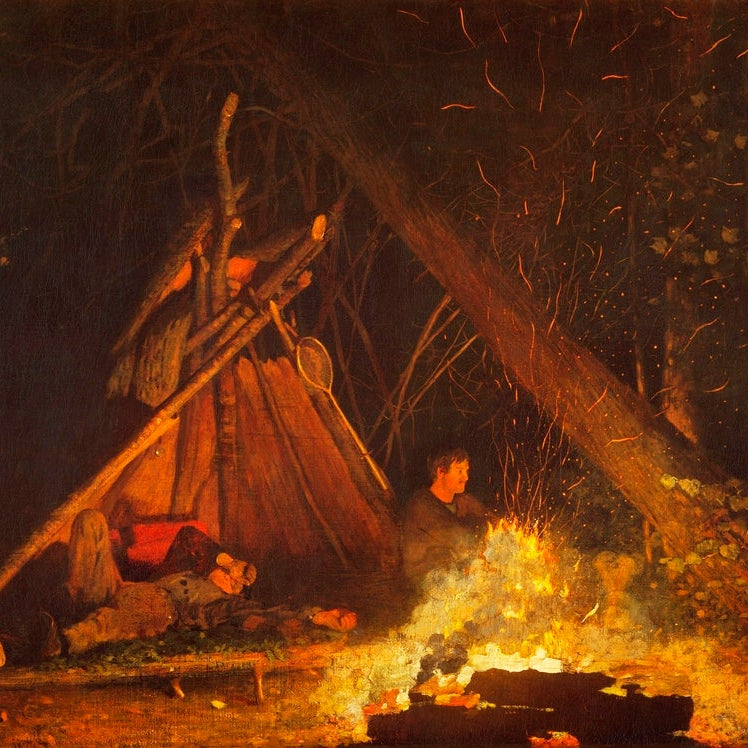 Camp Fire painting - Meri Deewar 3 : 2 Horizontal Premium Wall Art Canvas by MeriDeewar