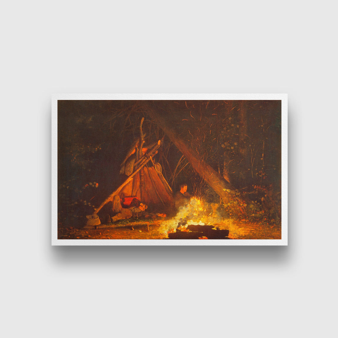 Camp Fire painting - Meri Deewar 3 : 2 Horizontal Premium Wall Art Canvas by MeriDeewar