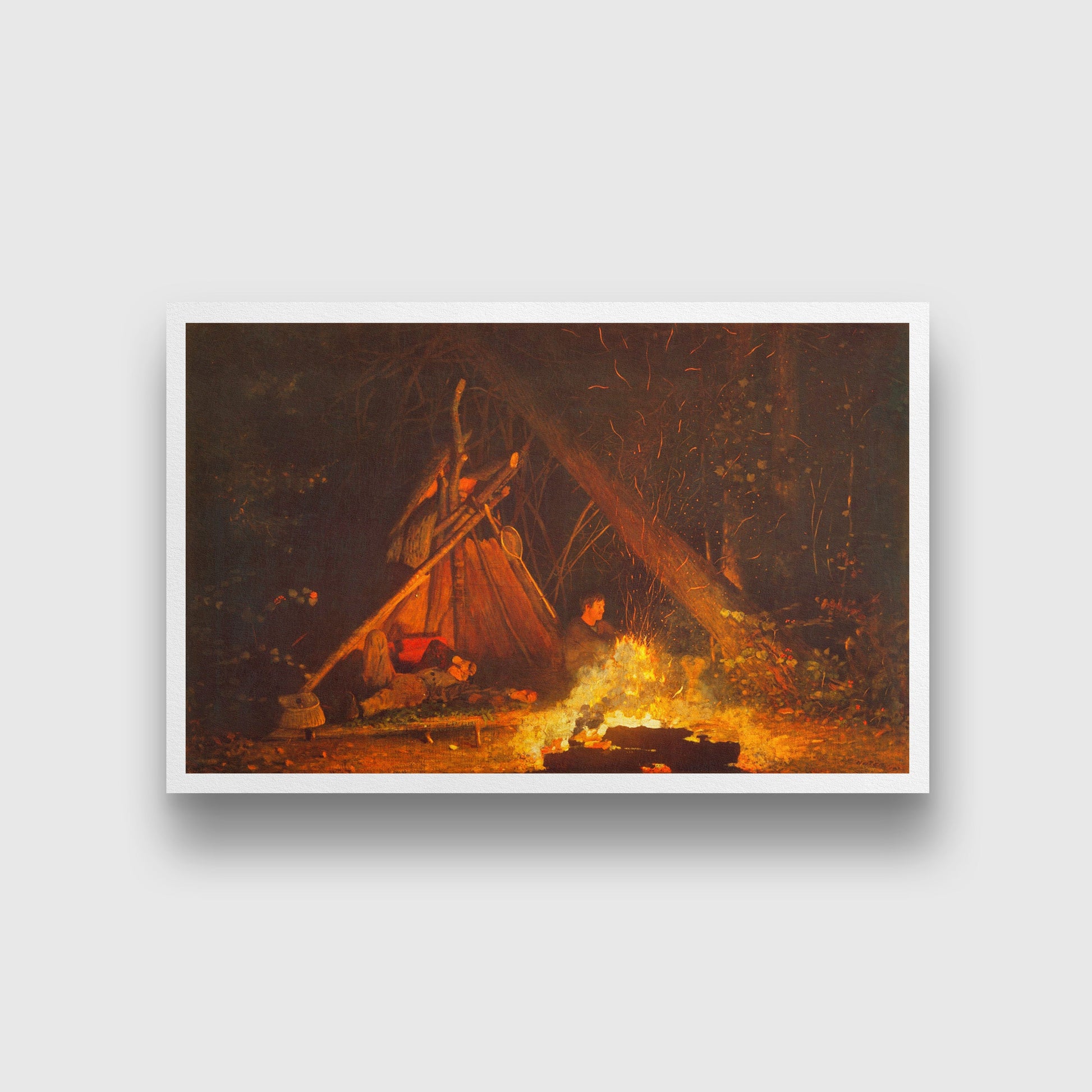Camp Fire painting - Meri Deewar 3 : 2 Horizontal Premium Wall Art Canvas by MeriDeewar