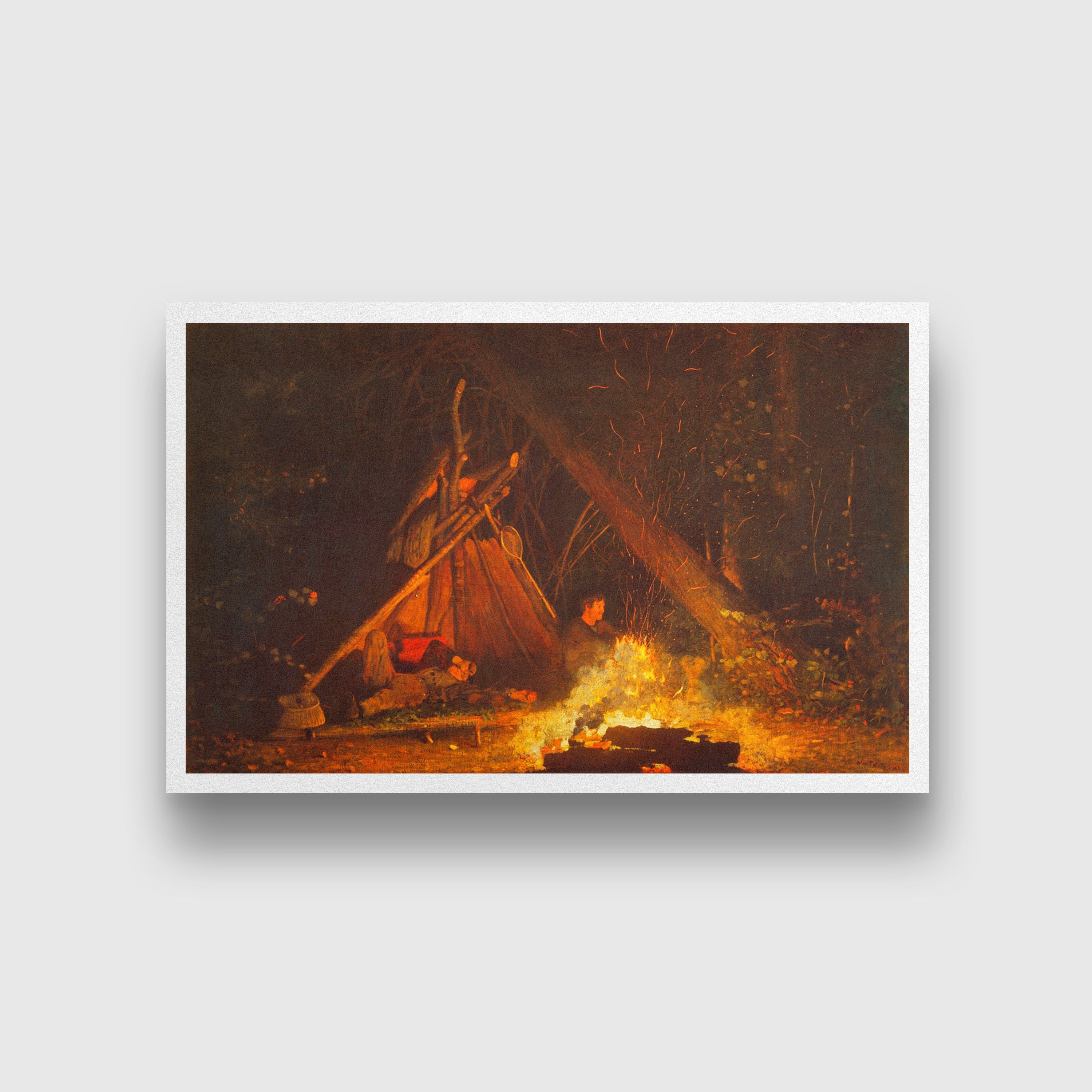 Camp Fire painting - Meri Deewar 3 : 2 Horizontal Premium Wall Art Canvas by MeriDeewar