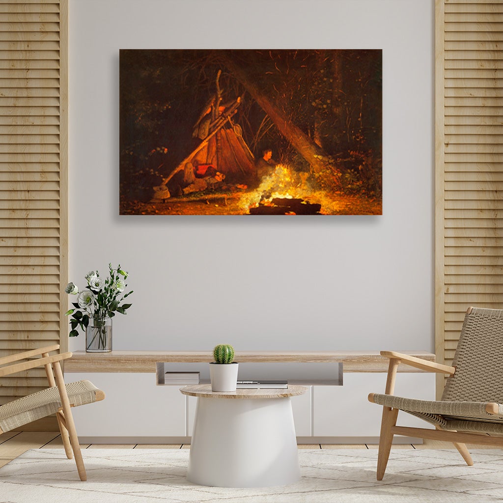 Camp Fire painting - Meri Deewar 3 : 2 Horizontal Premium Wall Art Canvas by MeriDeewar