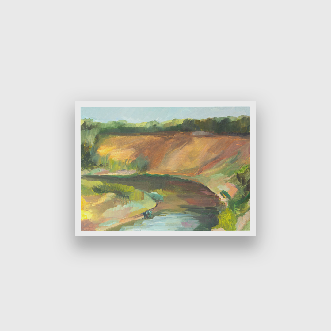 Canal Lake Painting 4 : 3 Horizontal Premium Wall Art Canvas by MeriDeewar