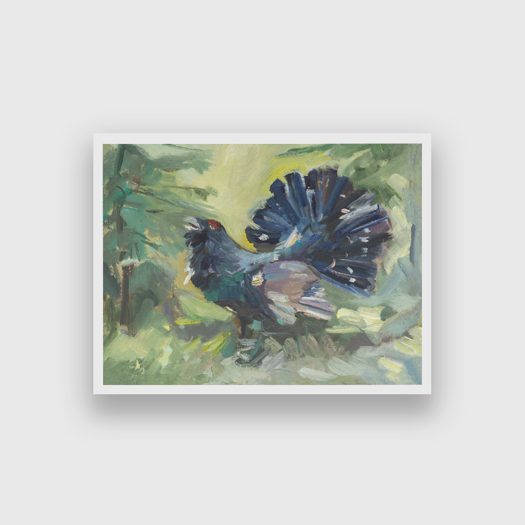 Capercaillie Bird Oil Painting 4 : 3 Horizontal Premium Wall Art Canvas by MeriDeewar