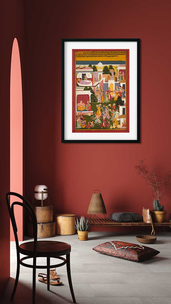 Celebrating The Birth Of Krishna Painting 2 : 3 Vertical Premium Wall Art Canvas by MeriDeewar