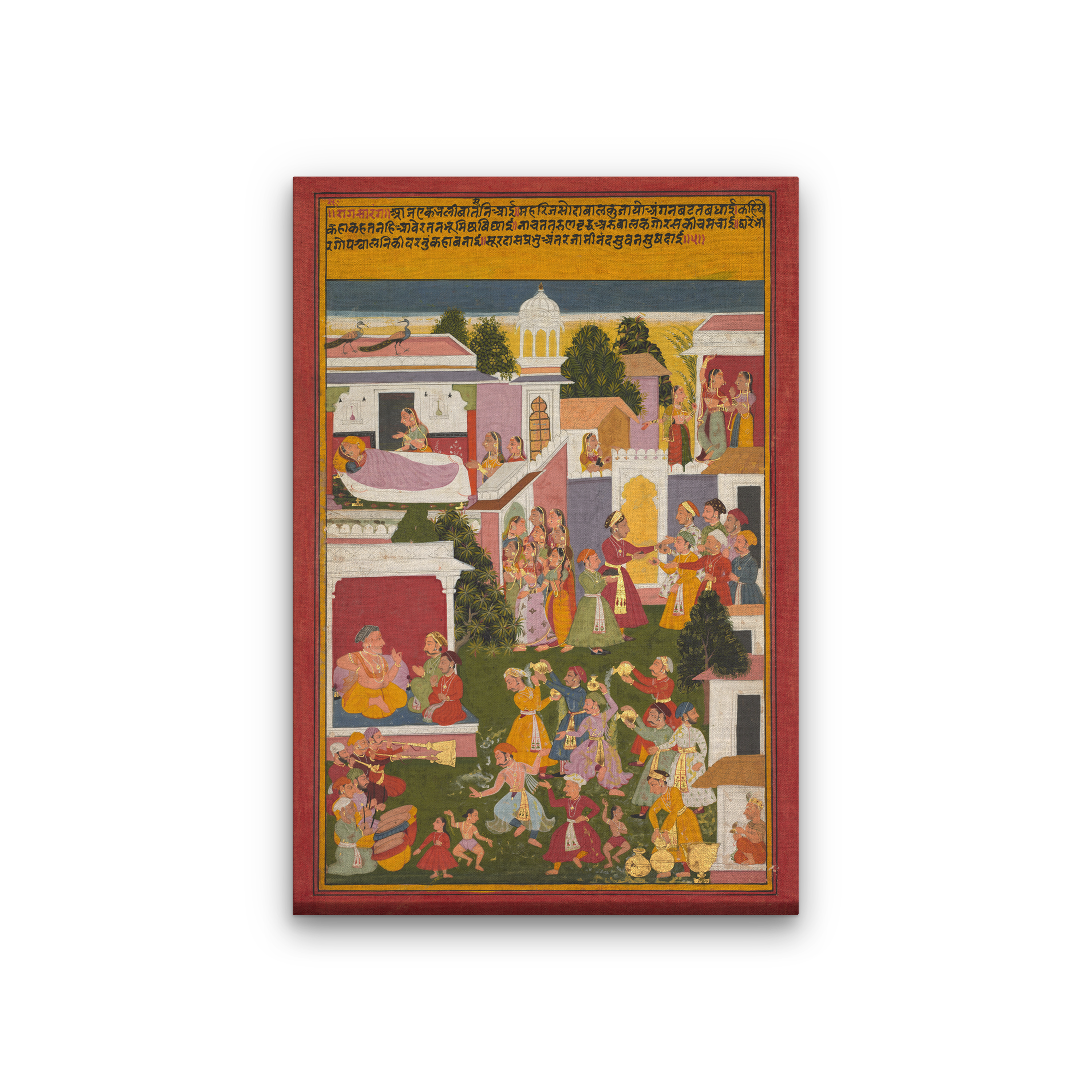 Celebrating The Birth Of Krishna Painting 2 : 3 Vertical Premium Wall Art Canvas by MeriDeewar